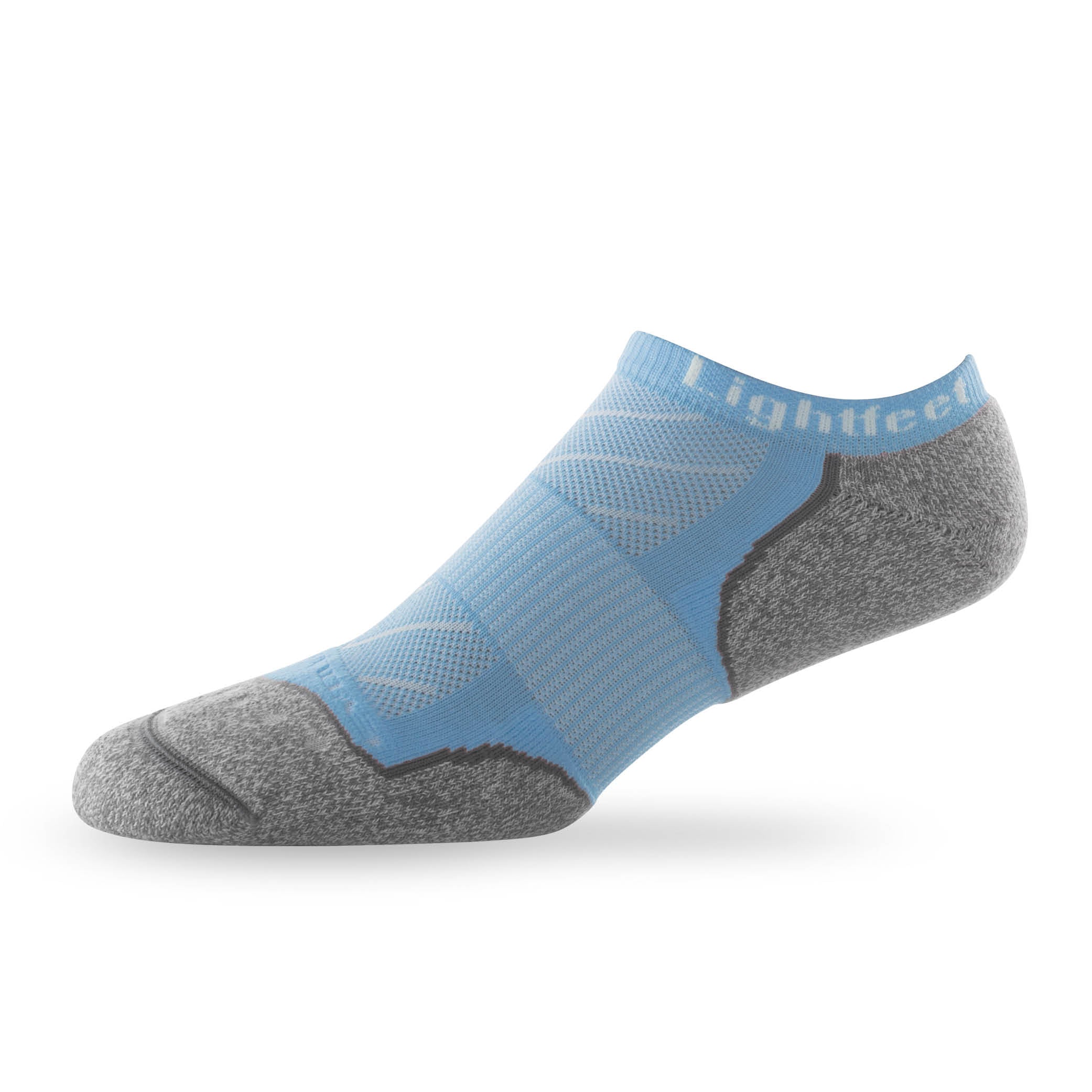 Side view of Lightfeet Evolution Sky Blue Mini Performance Running Sock