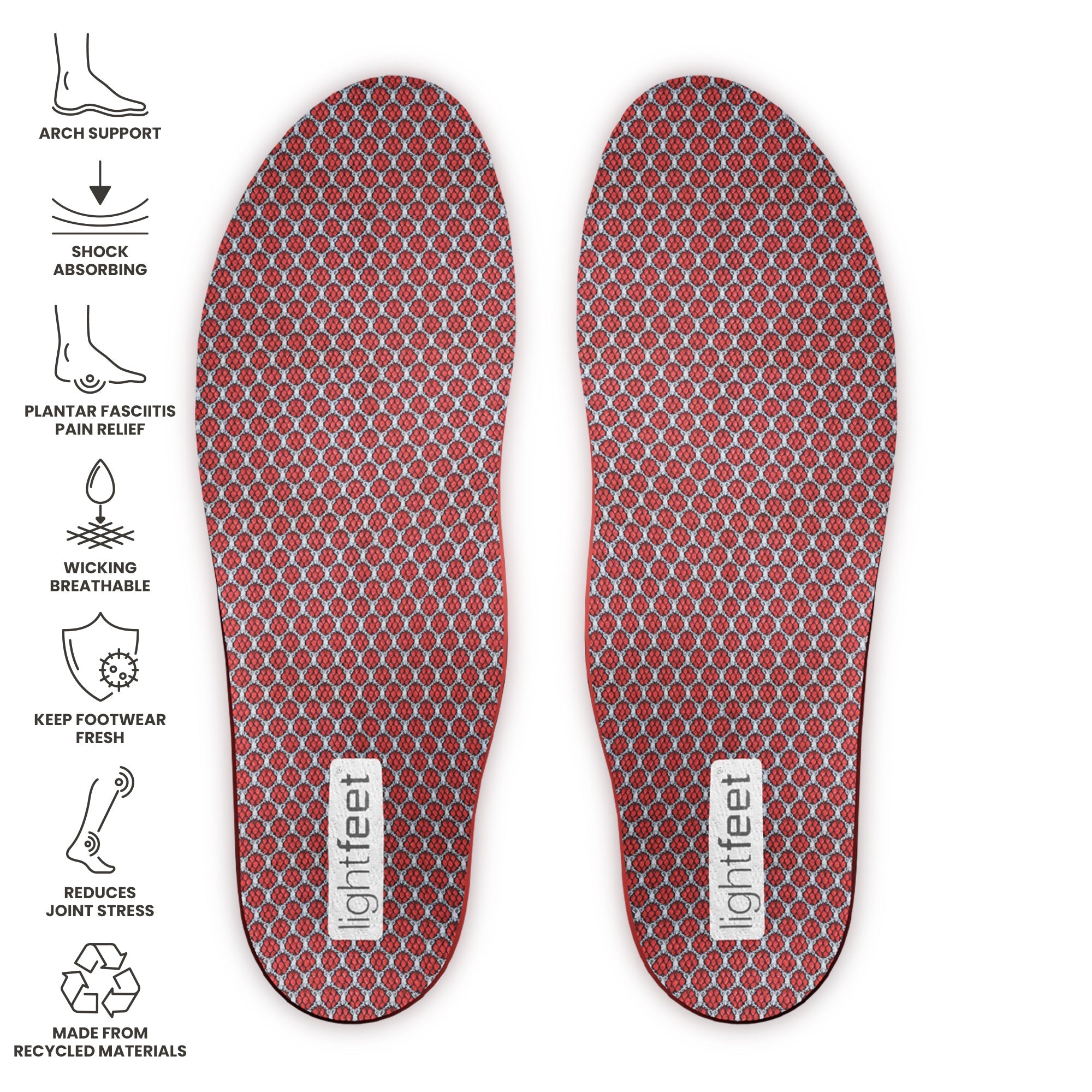 Top view of a pair of Lightfeet Active Support Orthotic Insoles