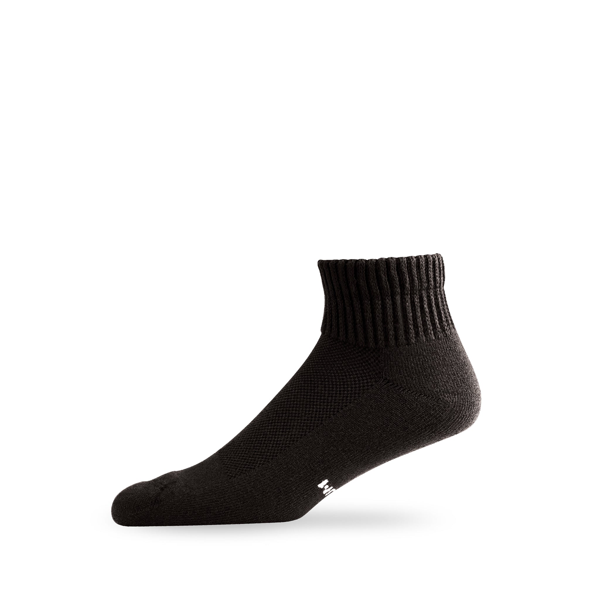 Side view of Lightfeet Diabetes Black Mini Crew Sock