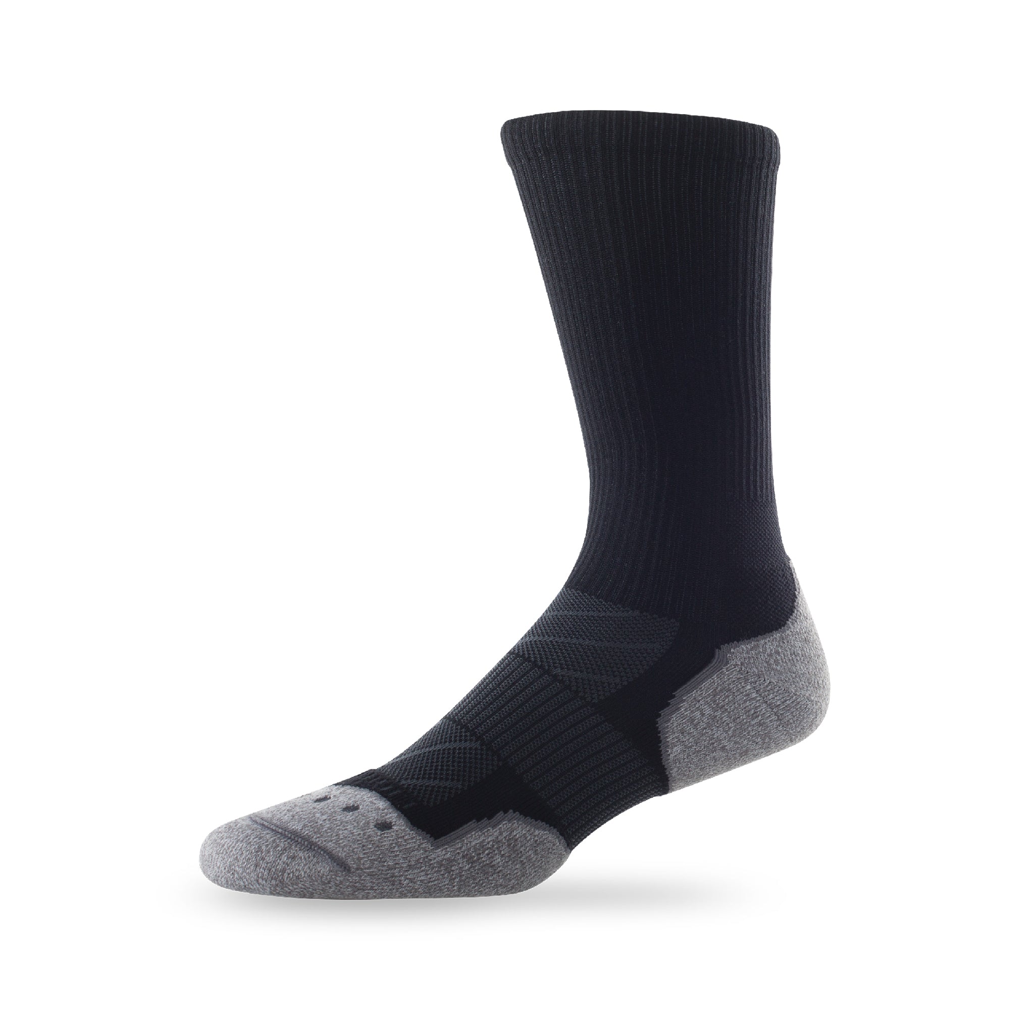 Side view of Lightfeet Evolution Black Crew Performance Running Sock