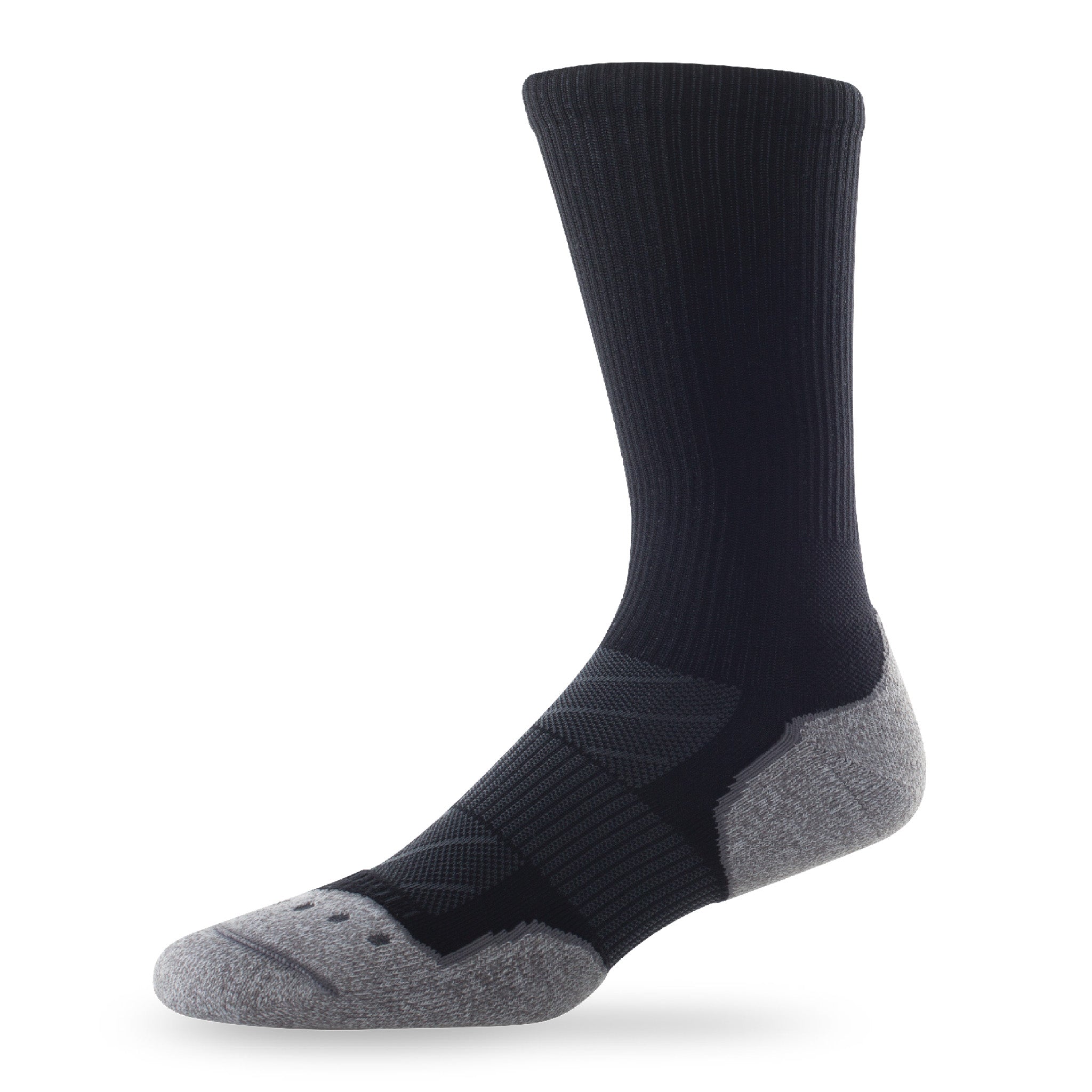 Side view of Lightfeet Evolution Black Crew Performance Running Sock