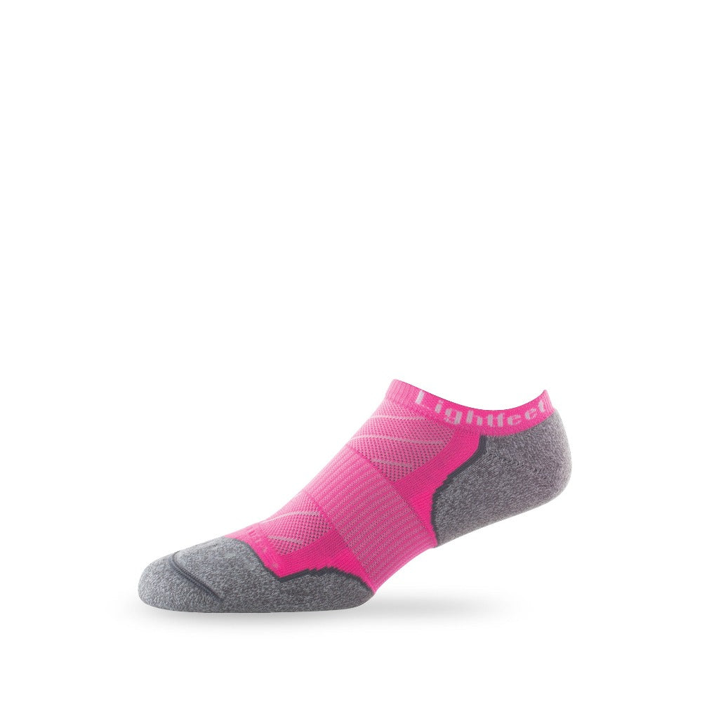 Side view of Lightfeet Evolution Fluro Pink Mini Performance Running Sock