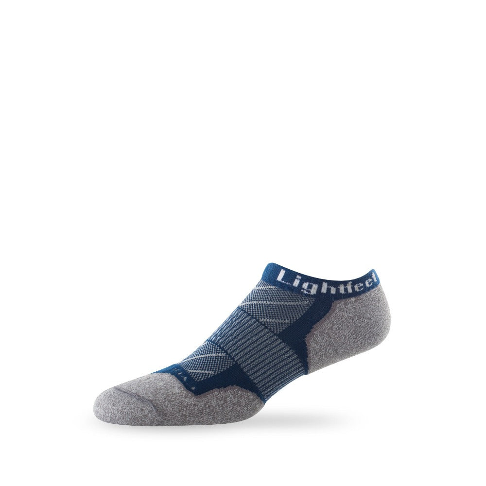 Side view of Lightfeet Evolution Navy Mini Performance Running Sock