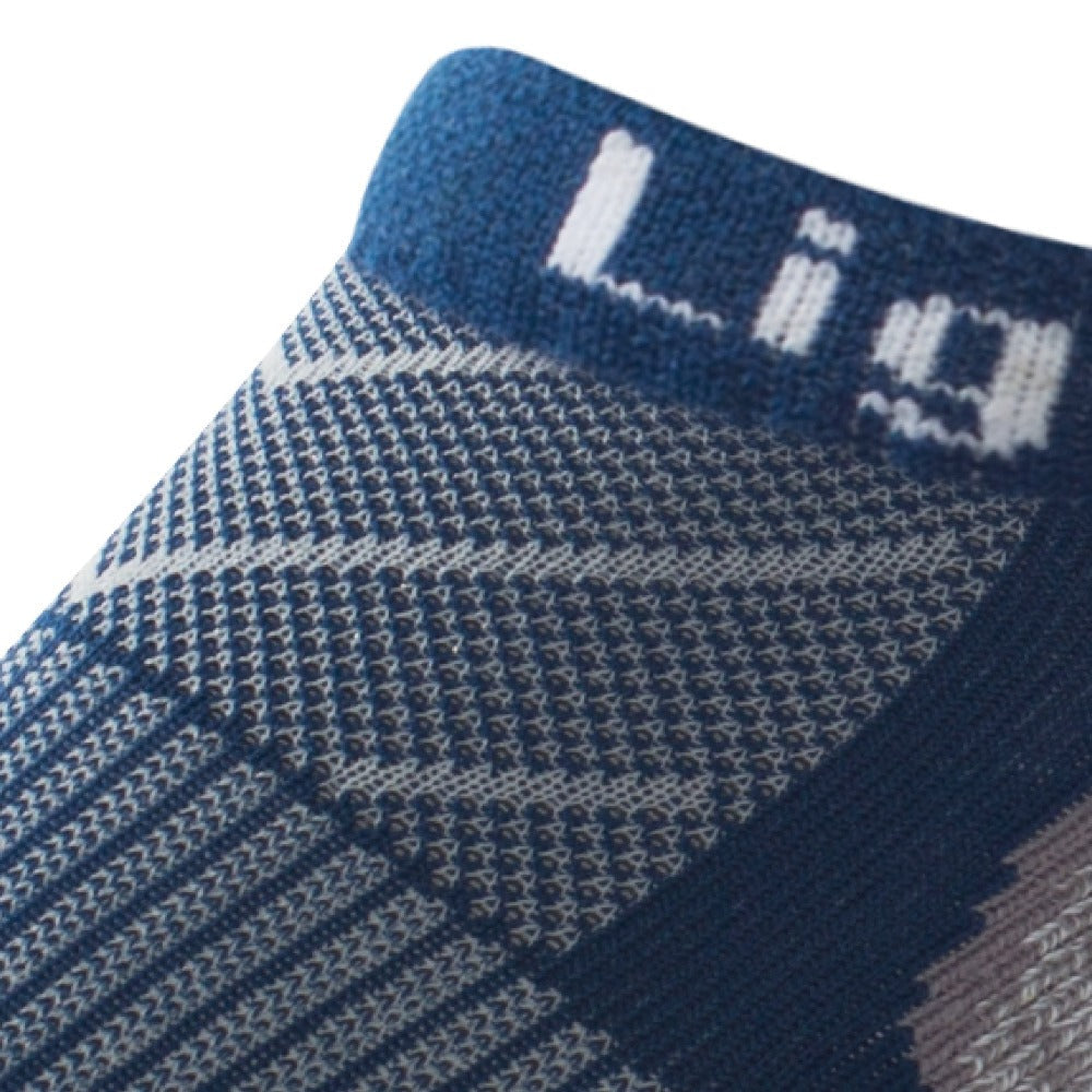 Close up view of mesh on Lightfeet Evolution Navy Mini Performance Running Sock