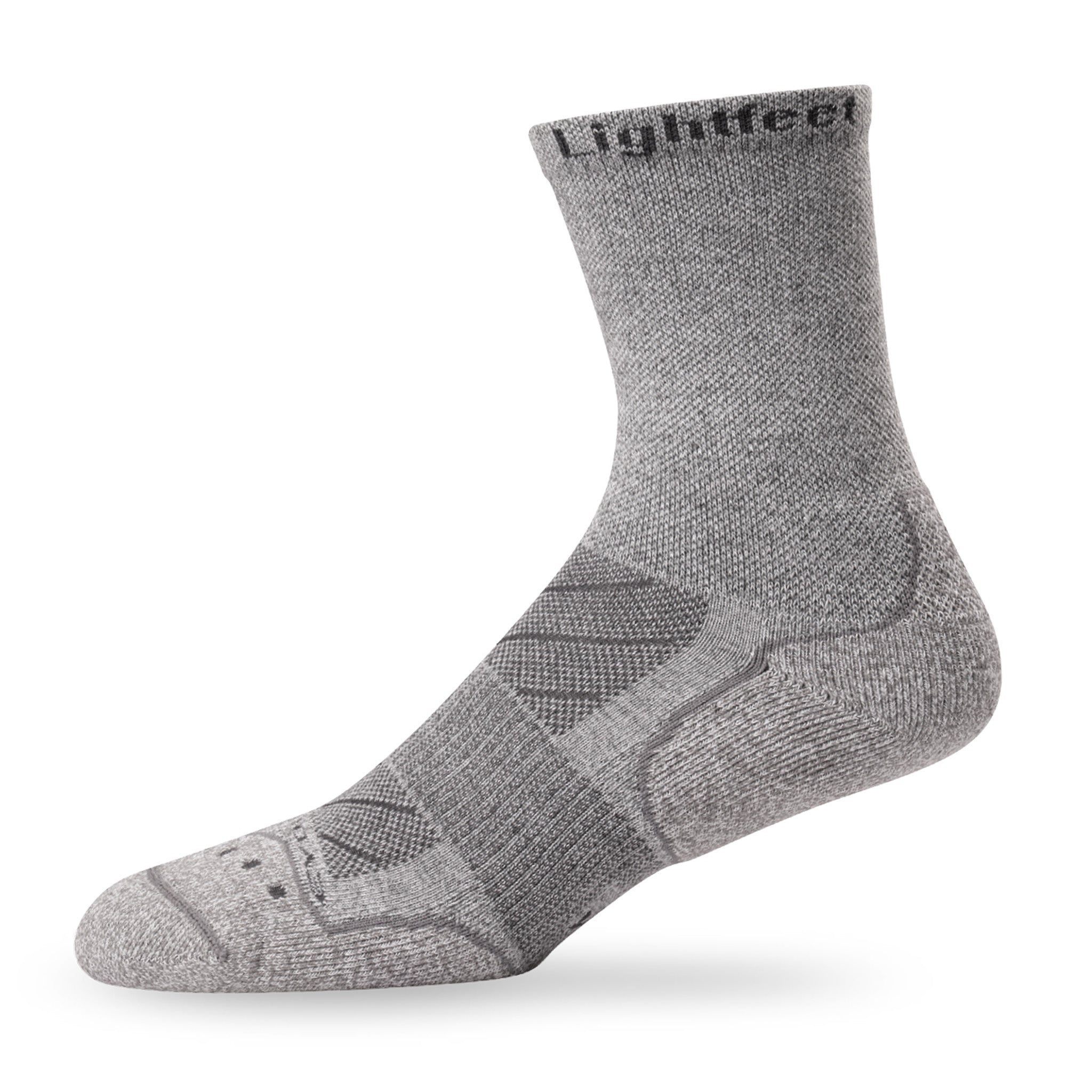 Side view of Lightfeet Evolution Trail Light Grey Half Crew Performance Running Sock