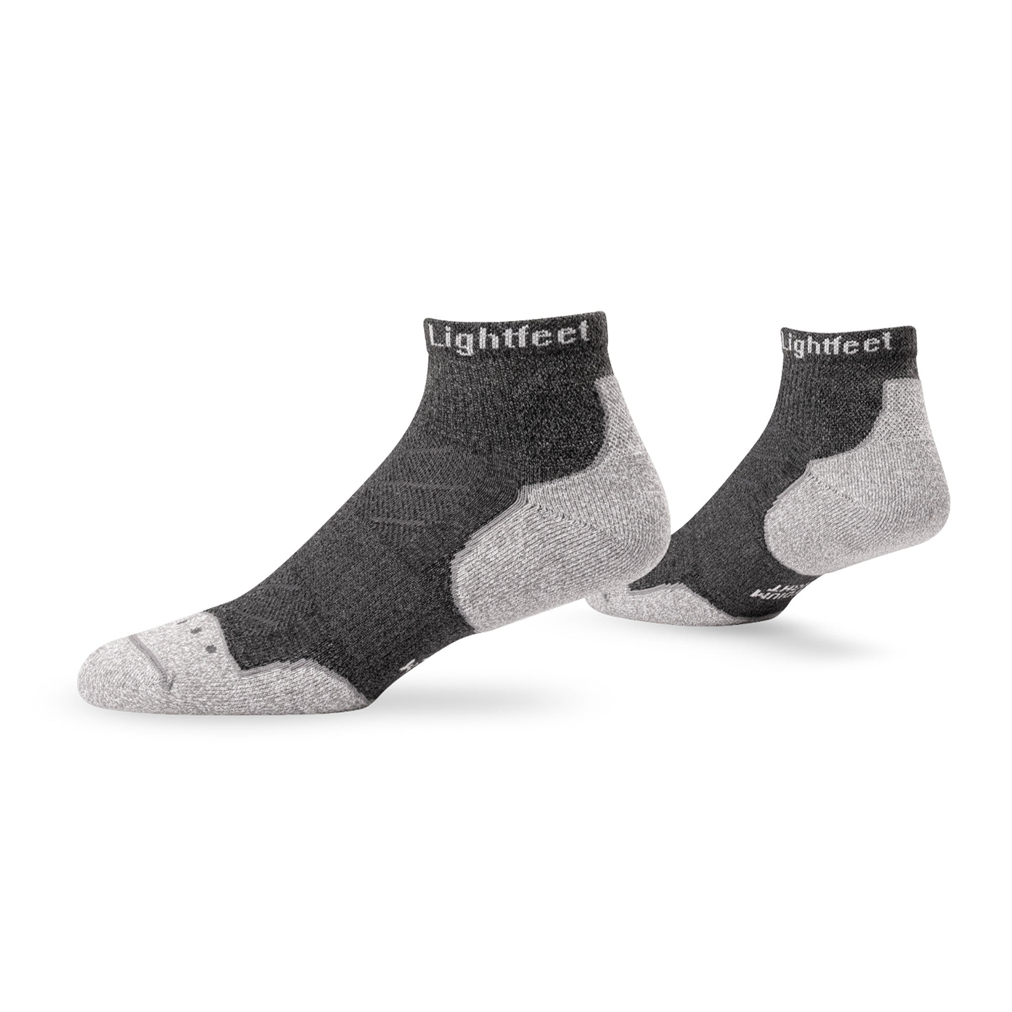 Pair of Lightfeet Evolution Trail Dark Grey Mini Crew Performance Running Socks
