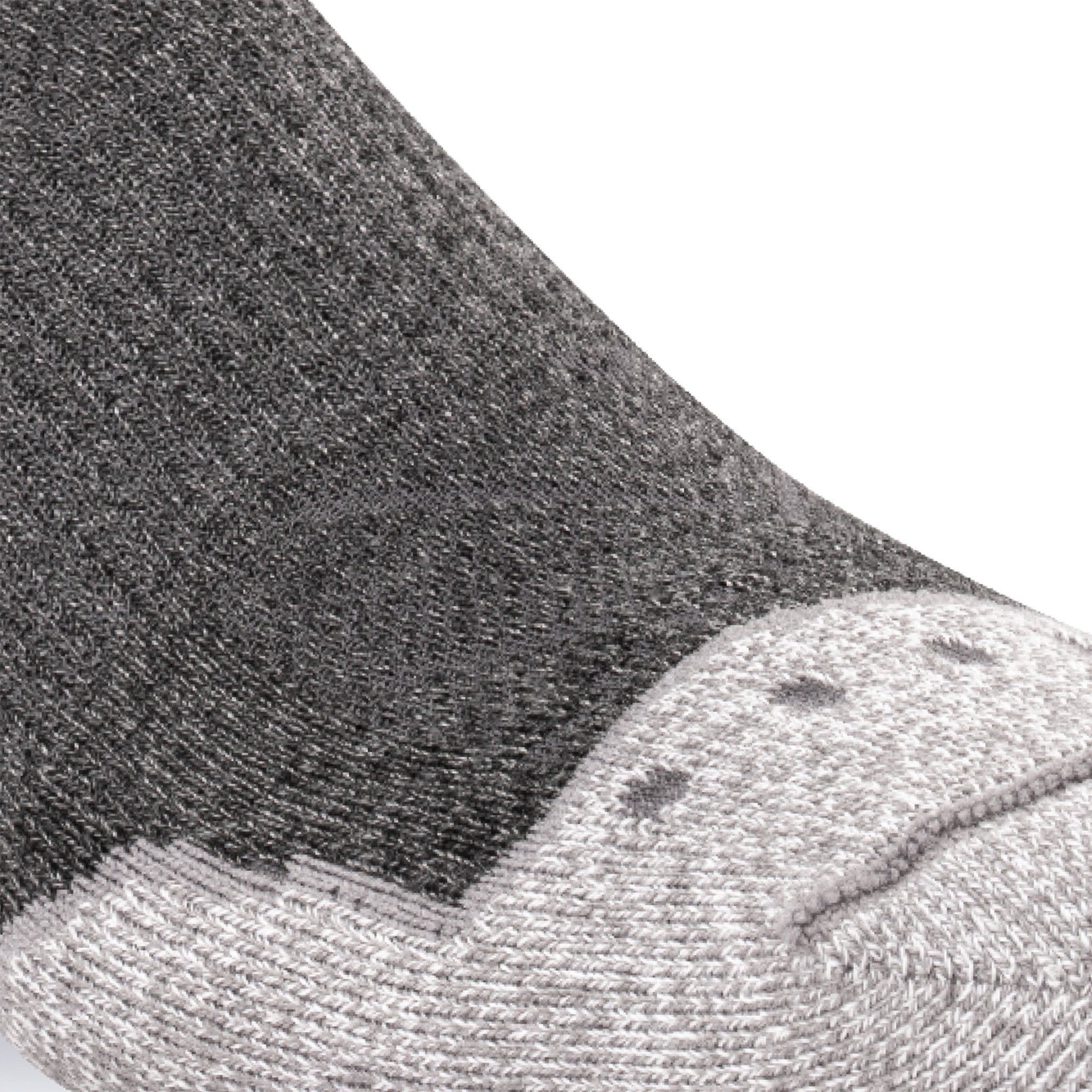 Close up view of air vents on Lightfeet Trail Dark Grey Half Crew Performance Running Sock