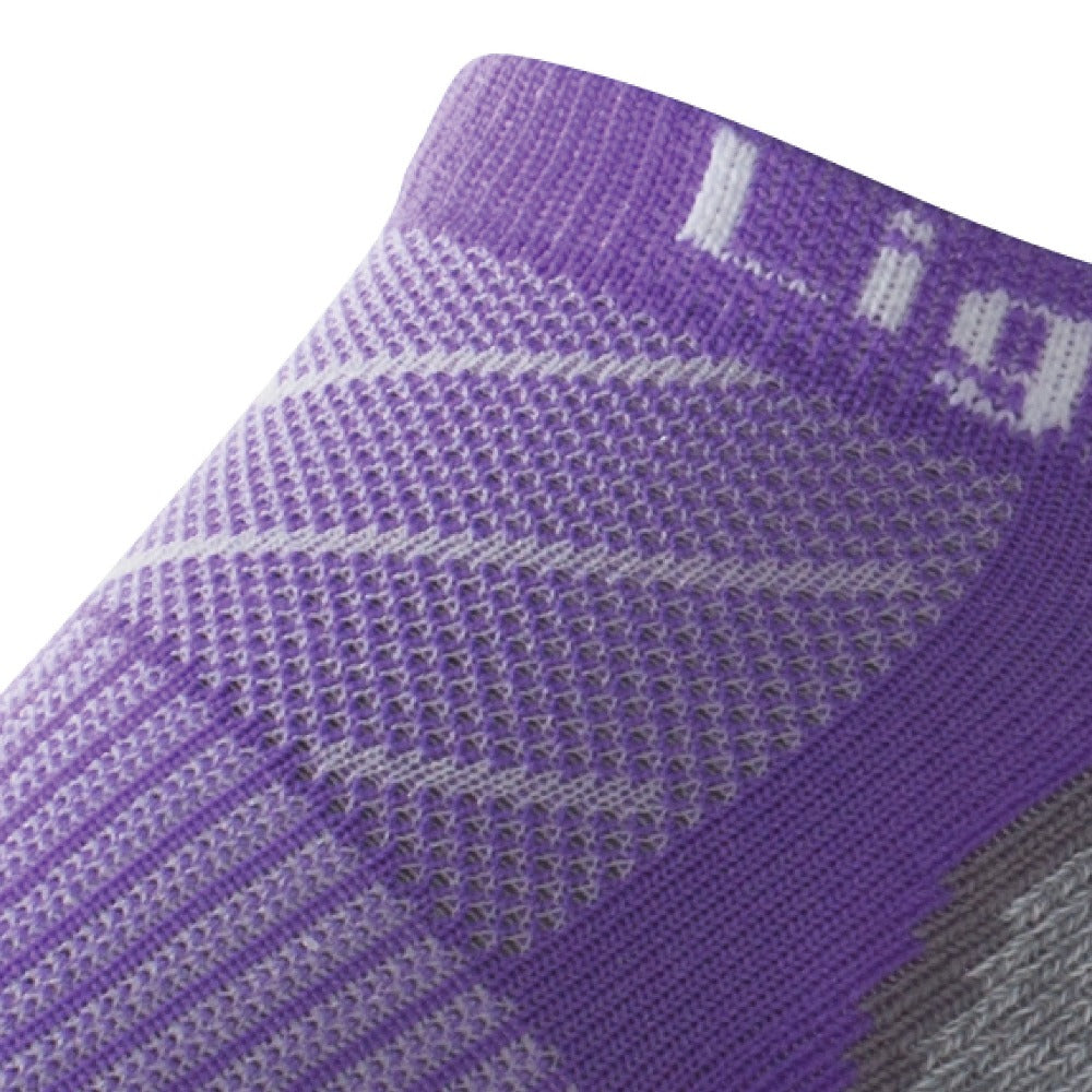 Close up view of mesh on Lightfeet Evolution Violet Mini Performance Running Sock