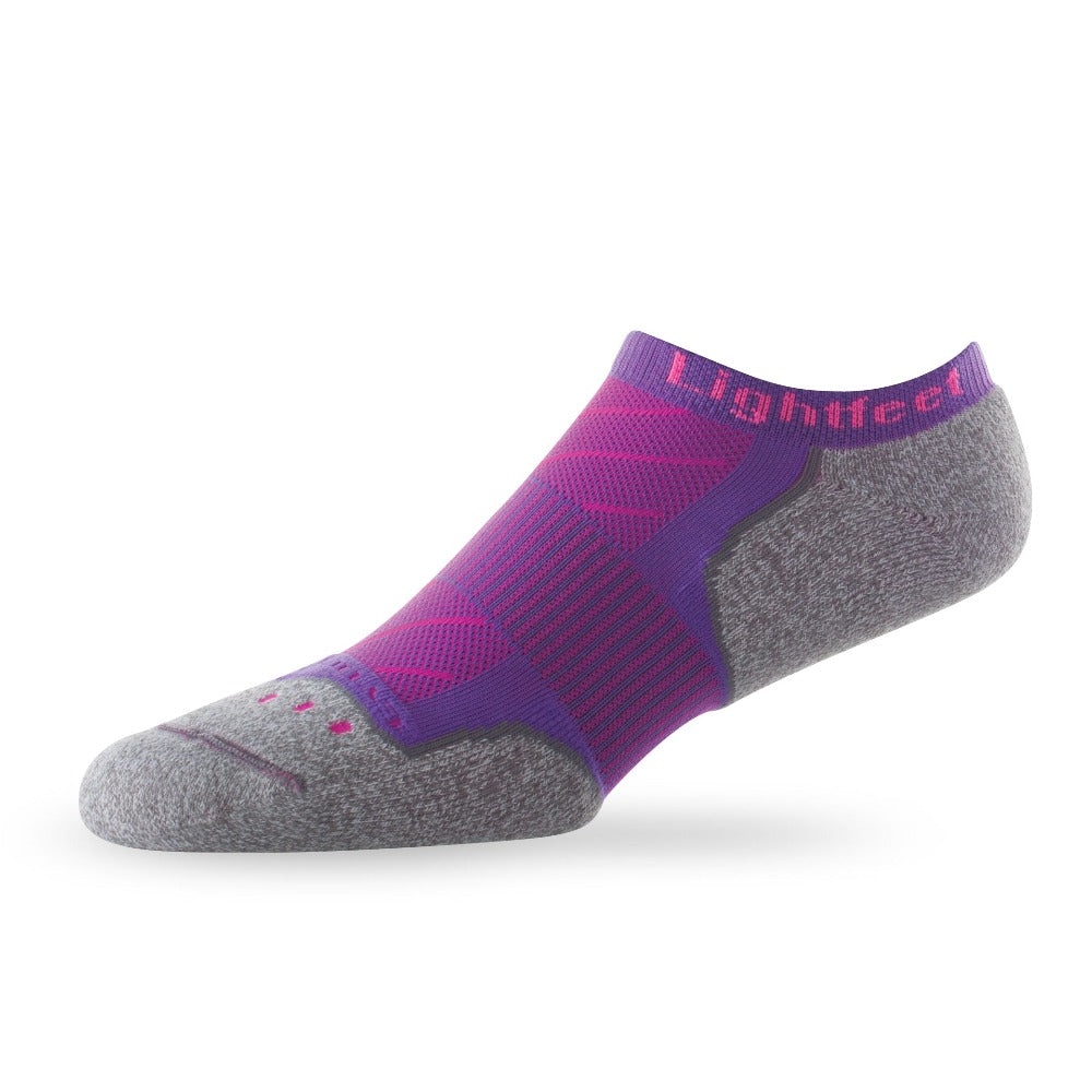 Side view of Lightfeet Evolution Violet Fluro Pink Mini Performance Running Sock