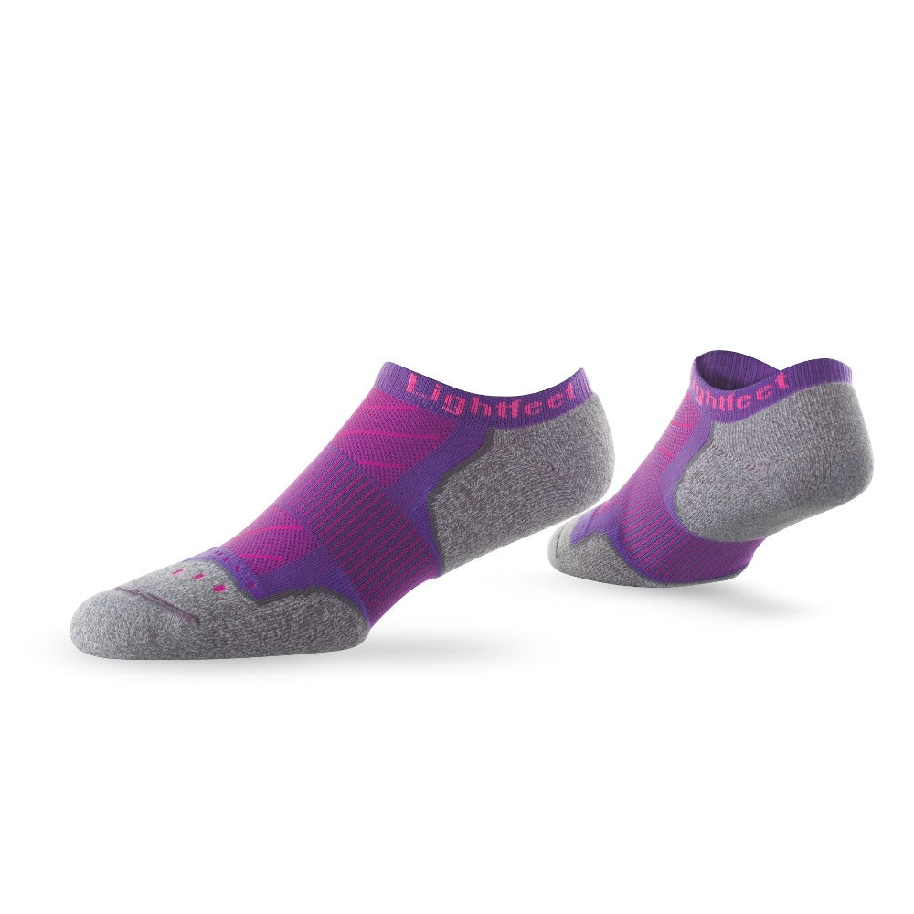 Pair of Lightfeet Evolution Violet Fluro Pink Mini Performance Running Socks