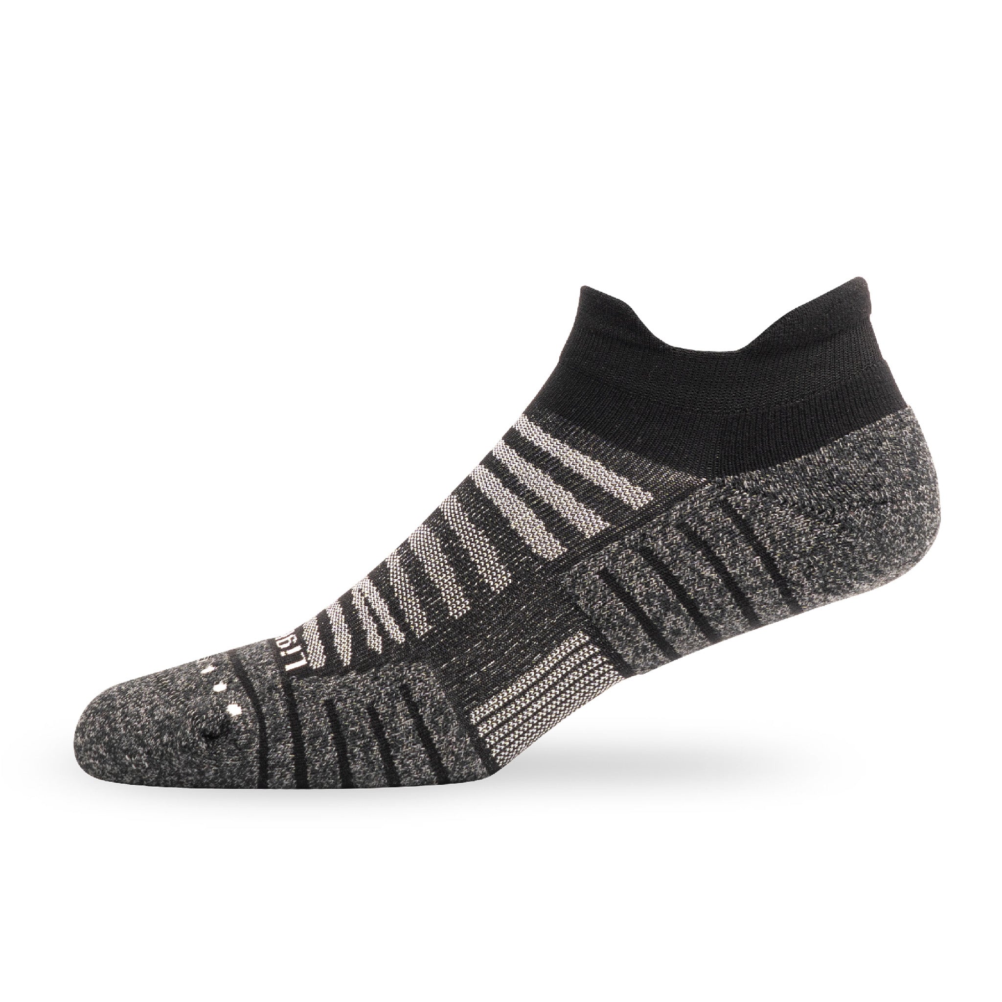 Side view of Lightfeet Performance Black Ankle Sock #colour_black