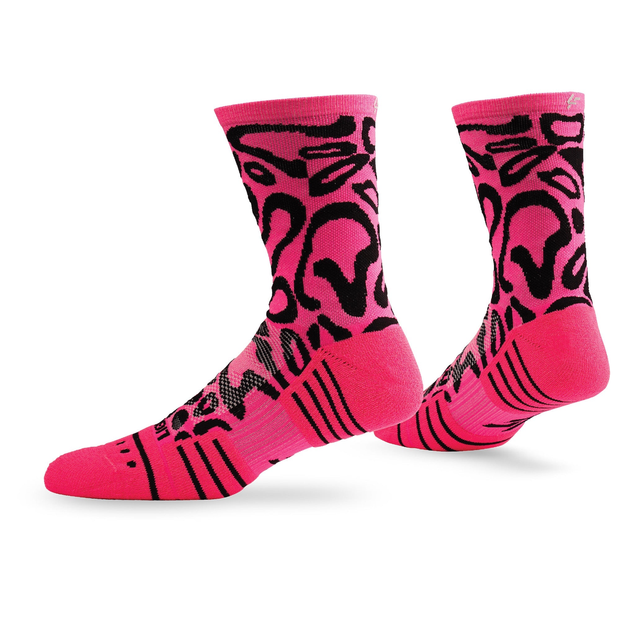 Pair of Lightfeet Performance Scribbles Pink Black Crew Socks