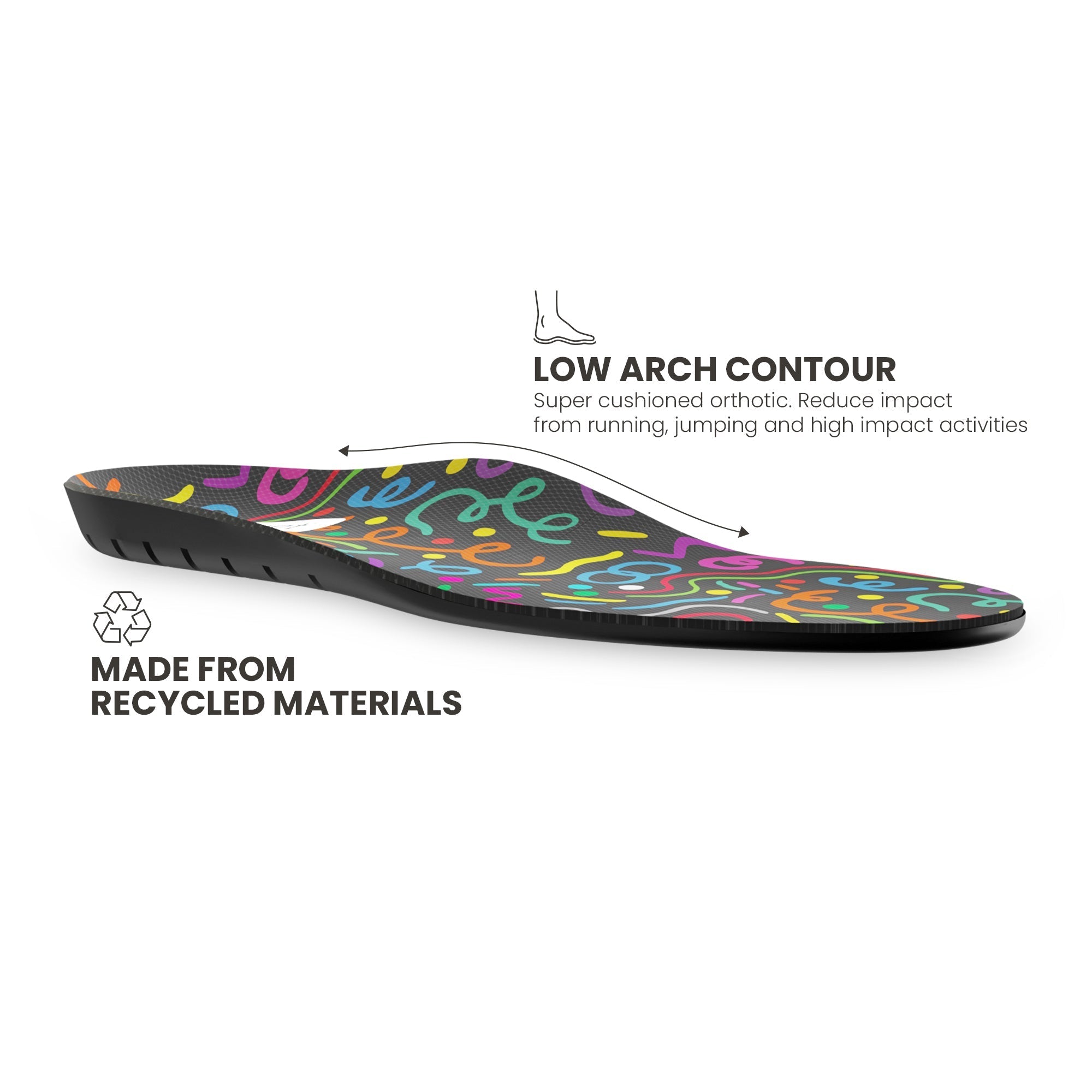 Front angle view of Lightfeet Active Kids Orthotic Insole