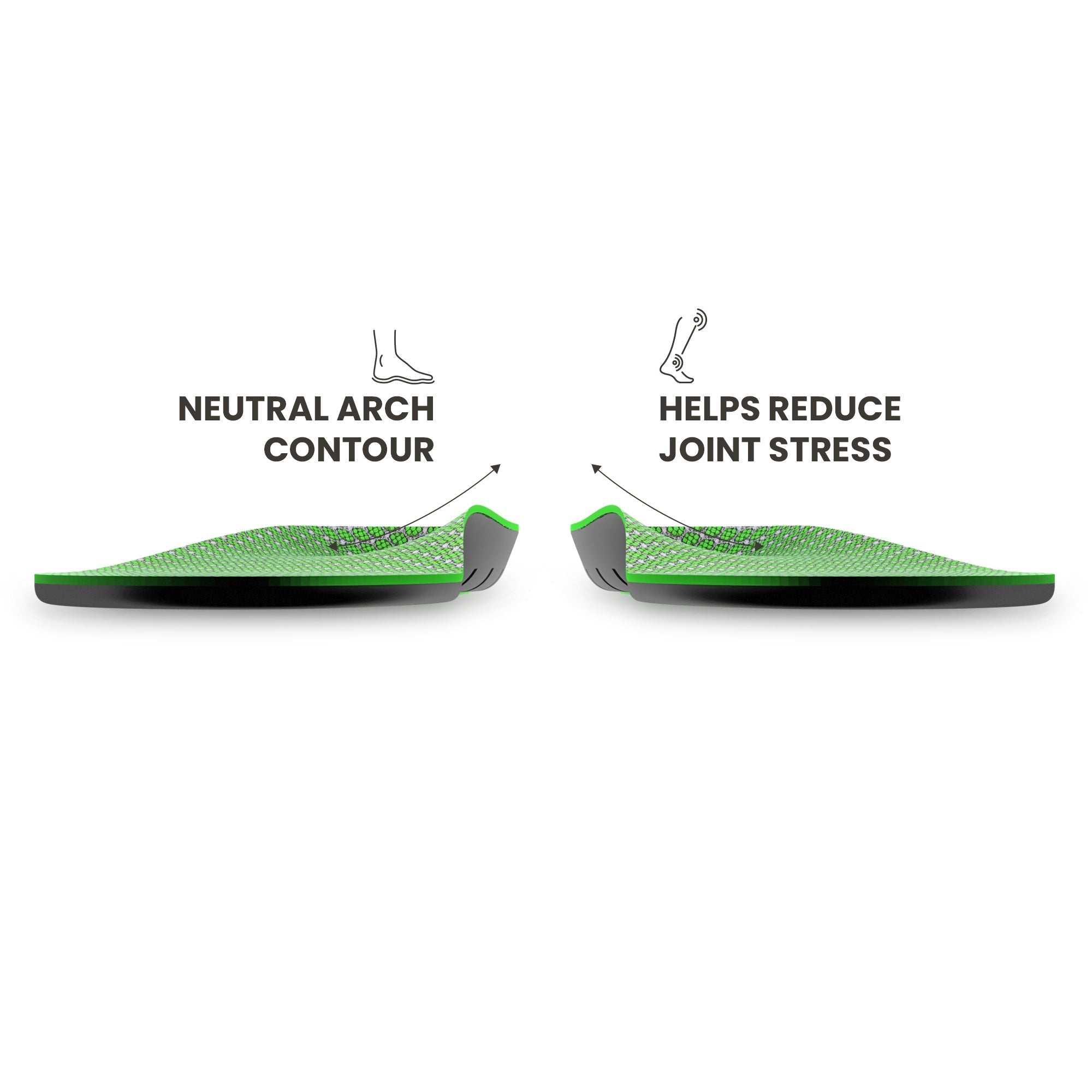 Front view showing the arch contour of a pair of Lightfeet Active Neutral Orthotic Insoles