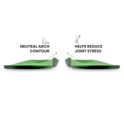 Front view showing the arch contour of a pair of Lightfeet Active Neutral Orthotic Insoles