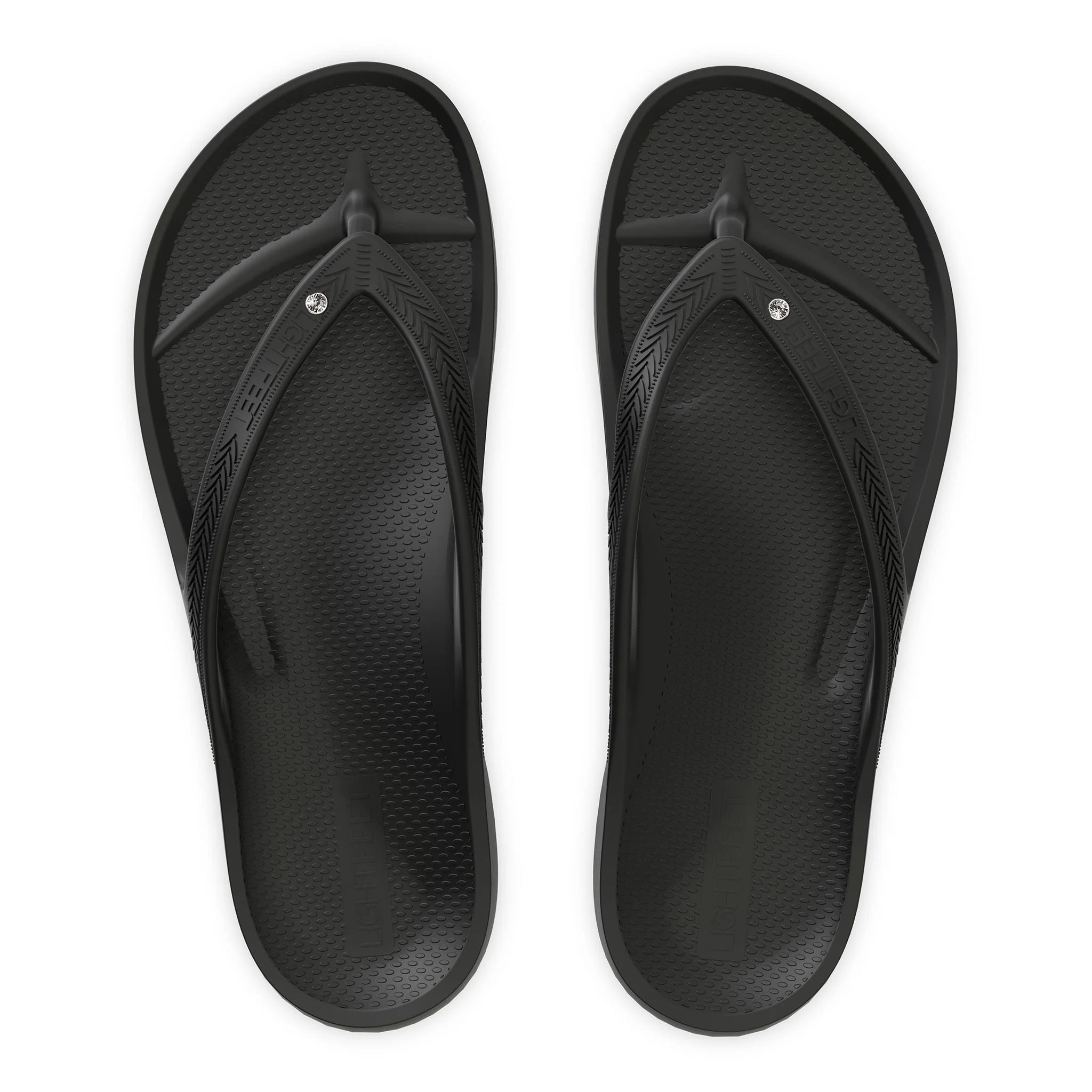 Black Diamante - Lightfeet Arch Support Flip Flops