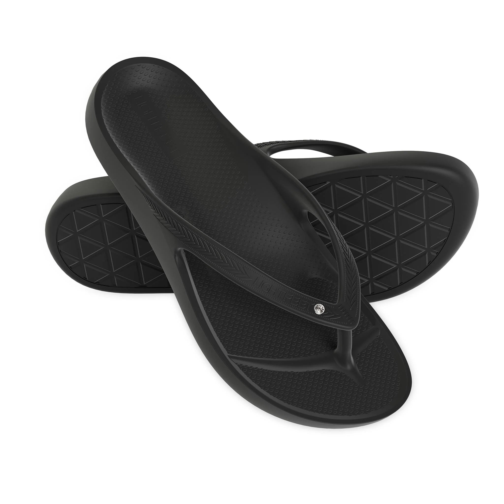 Black Diamante - Lightfeet Arch Support Flip Flops