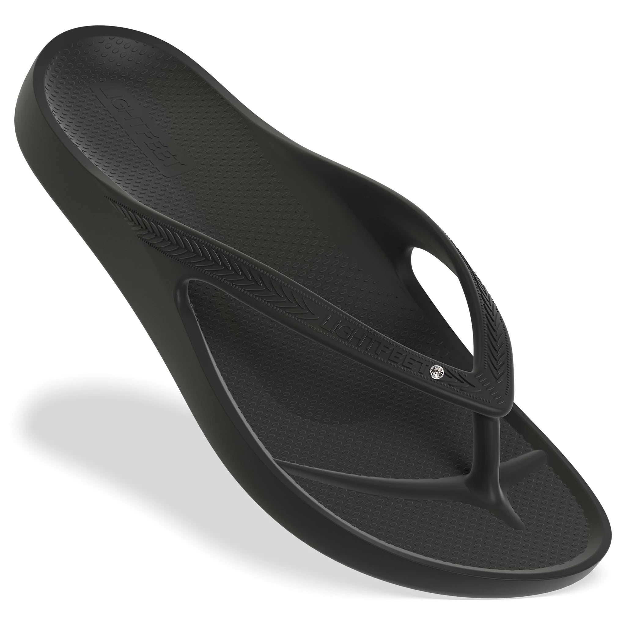 Black Diamante - Lightfeet Arch Support Flip Flops