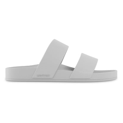 Lateral side view of white Lightfeet Double Strap Slide