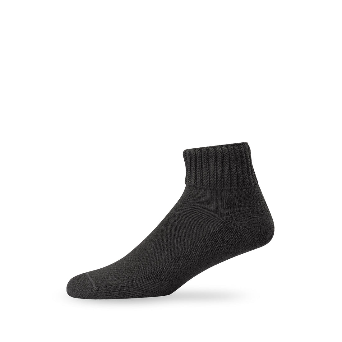 Side view of Lightfeet Diabetes Black Mini Crew Sock