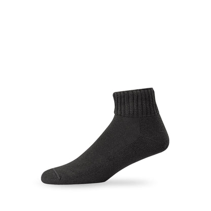 Side view of Lightfeet Diabetes Black Mini Crew Sock 