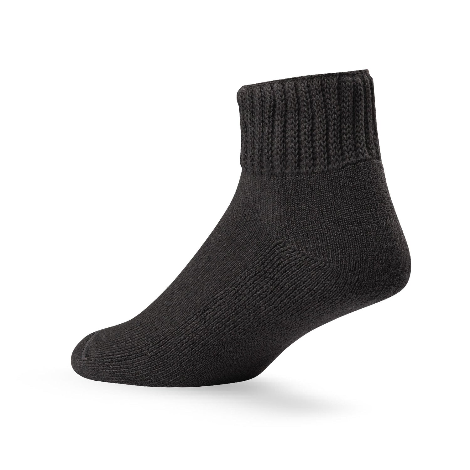 Heel view of Lightfeet Diabetes Black Mini Crew Sock 