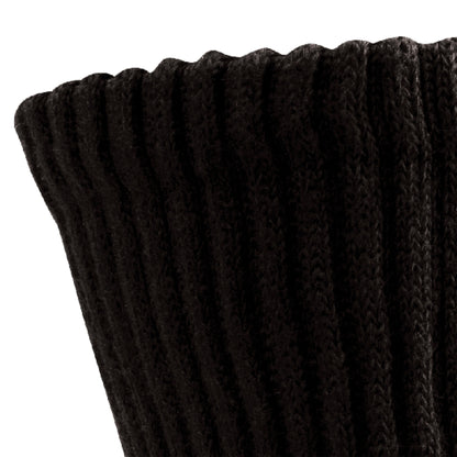 Close up view of loose ribbed cuff of Lightfeet Diabetes Black Crew Sock 