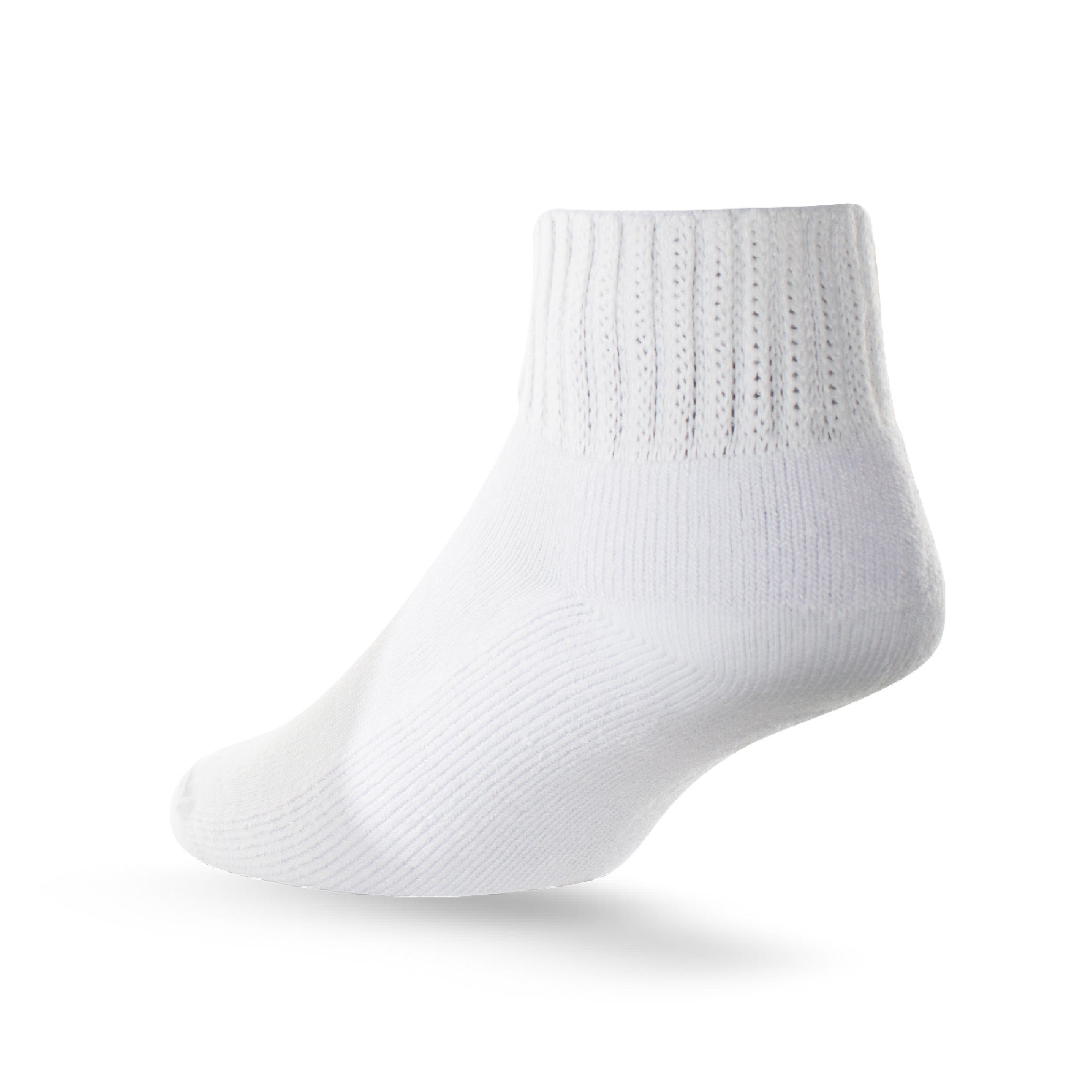 Heel view of Lightfeet Diabetes White Mini Crew Sock 