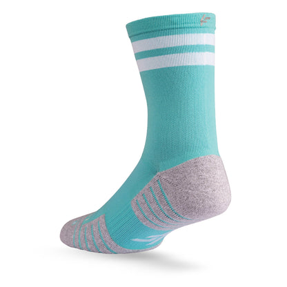 Heel view of Lightfeet Performance 2 Stripes Mint Half Crew Sock 