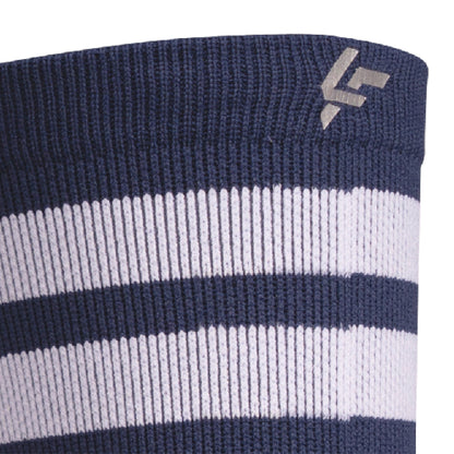 Heel view of Lightfeet Performance 2 Stripes Navy Half Crew Sock 
