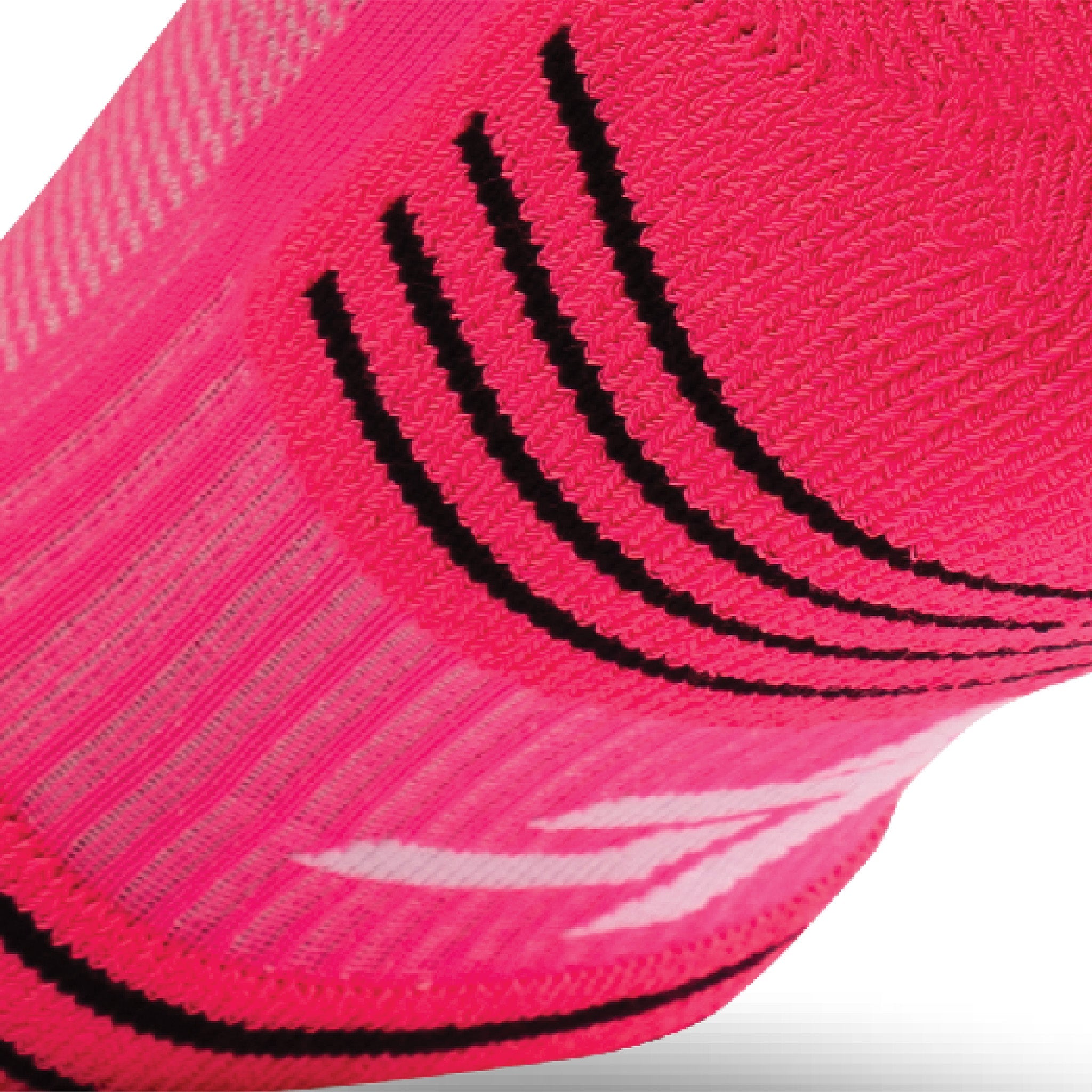 Close up view of elastic arch of Lightfeet Performance 2 Stripes Pink White Black_x0010_Quarter Socks 