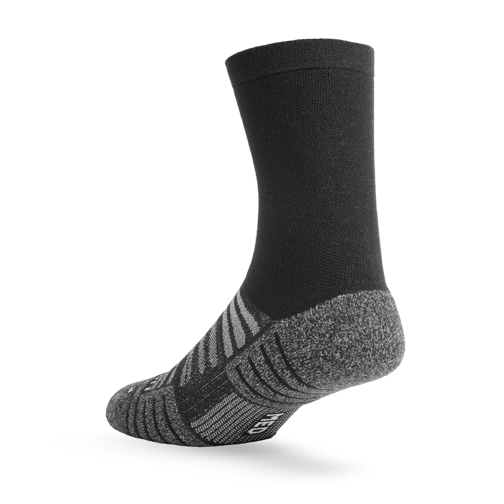 Heel view of Lightfeet Performance Black Half Crew Sock 