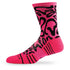 Side view of Lightfeet Performance Scribbles Pink Black Crew Socks 