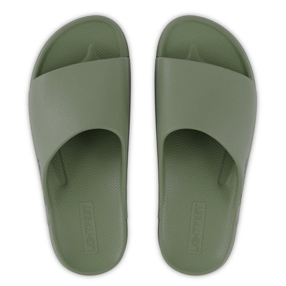 Top view of khaki Lightfeet Single Strap Slide