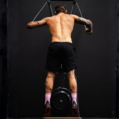 Image of person wearing Lightfeet Performance 2 Stripes Soft Pink Half Crew Socks 